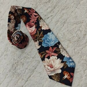 VTG Surrey Silk Floral Necktie Floral Art Garden Wedding Dandy